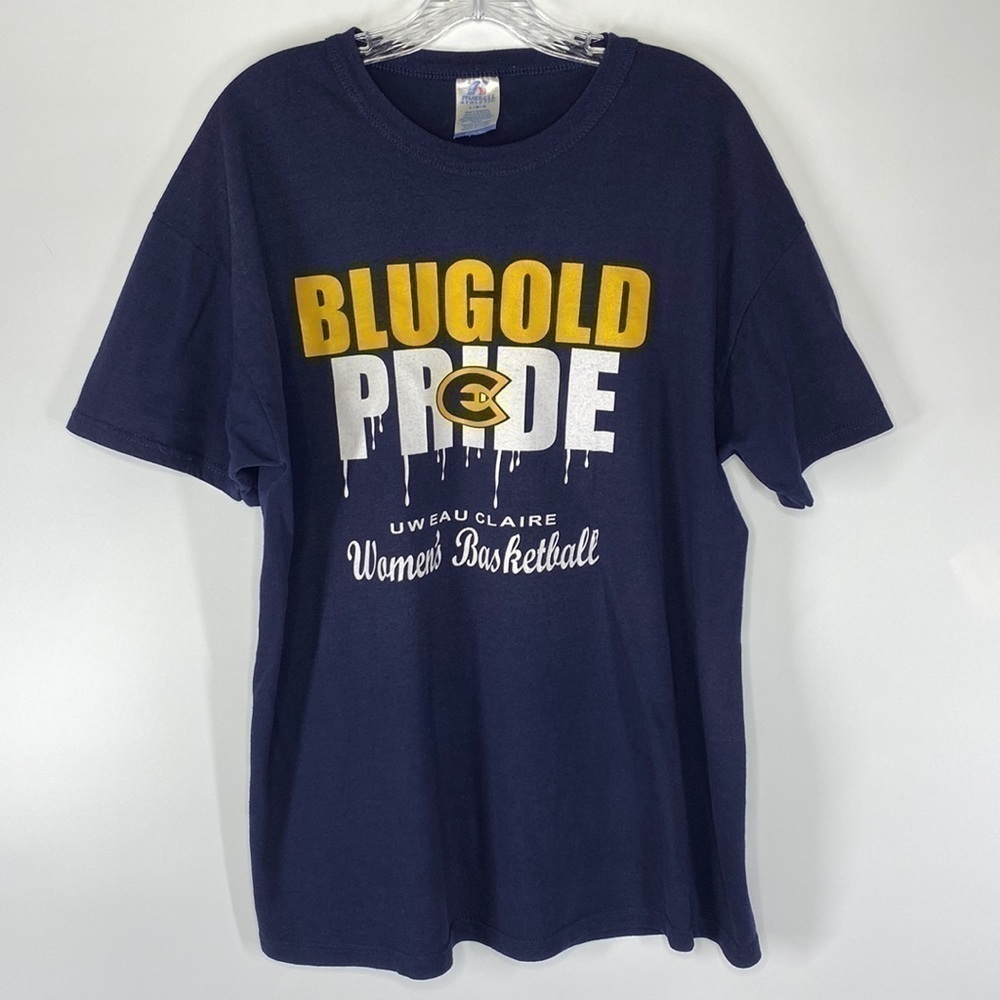 Vintage Russell Athletic Bluegold Pride Eau Claire, WI Bluegolds Tshirt Large